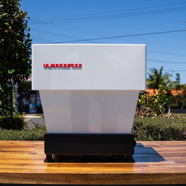 Pre Loved Custom La Marzocco Linea Mini In White & Timber Kit
