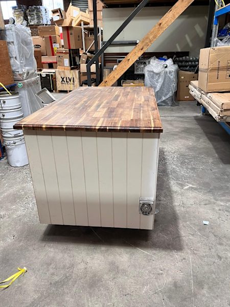 Custom Heavy Duty Timber Coffee Cart White 1600mm