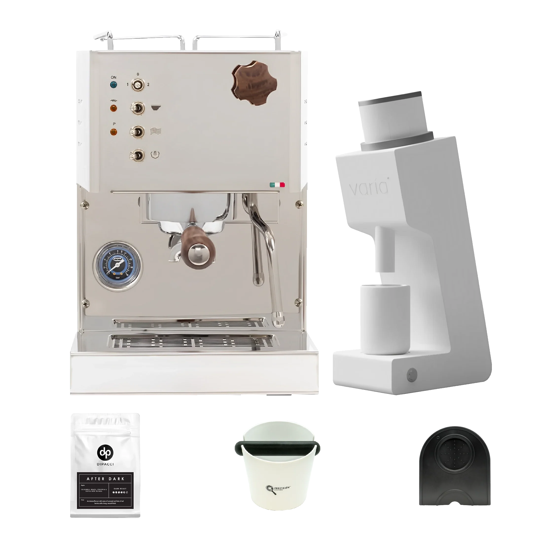 Quick Mill Pippa +  Varia VS3 Coffee Grinder Gen 2 + 250g  After Dark Blend + Precision Accessories-