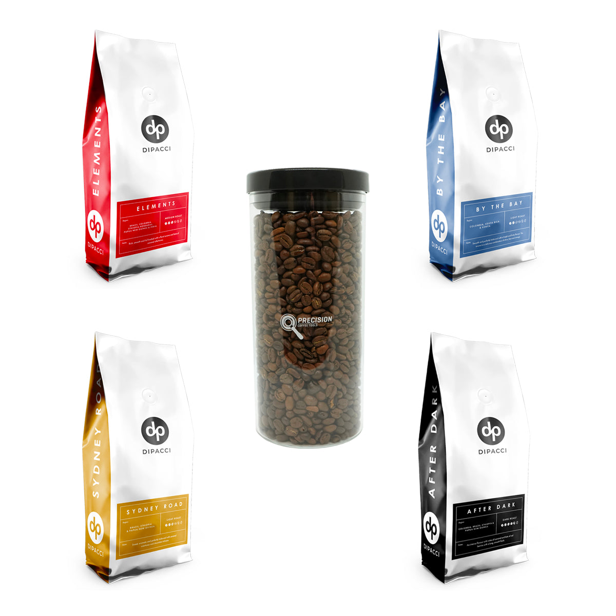 Dipacci Coffee Beans - 4kg with Precision Glass Coffee Bean Container