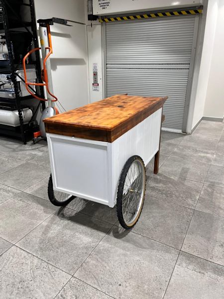 Vintage Style Coffee Cart With Wheels Timber White