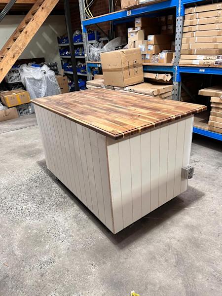 Custom Heavy Duty Timber Coffee Cart White 1600mm