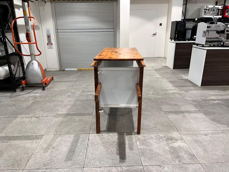 Vintage Style Coffee Cart With Wheels Timber White