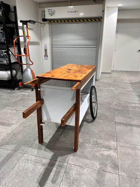Vintage Style Coffee Cart With Wheels Timber White