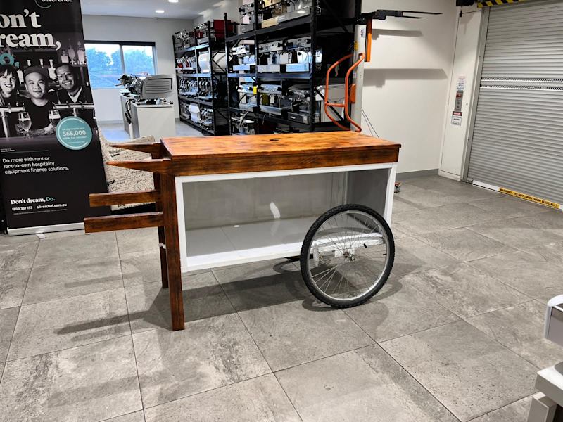 Vintage Style Coffee Cart With Wheels Timber White